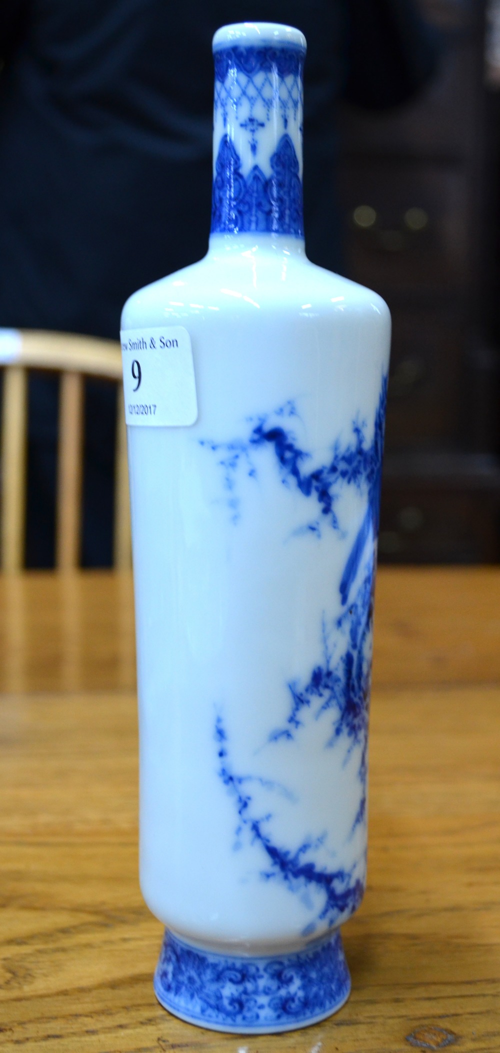 A Chinese blue and white vase with cylindrical neck and tapering body, - Image 9 of 13