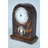 An Edwardian part tortoiseshell dome cased bedside/mantel clock,