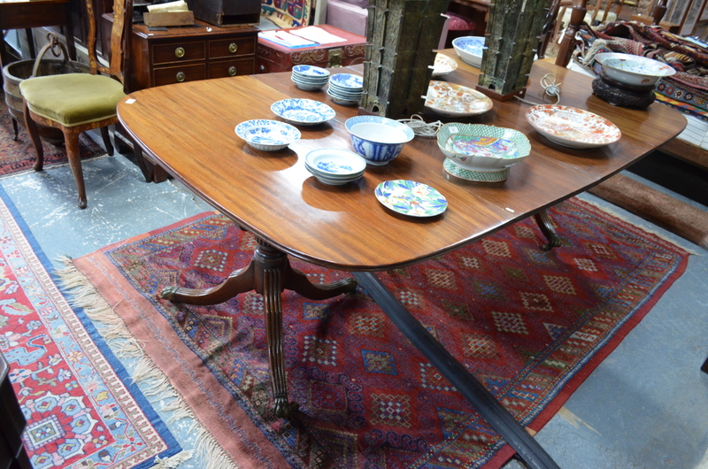 A mahogany twin pedestal dining table, - Image 3 of 4