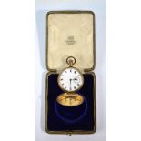 A 9ct gold full hunter pocket watch with Waltham Traveller top-wind lever movement, Birmingham 1910,