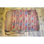 An old Caucasian kelim saddle/grain bag, the verso plain woven,