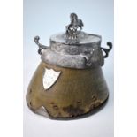 A Victorian horse's hoof inkwell with electroplated mounts,
