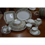 A Wedgwood bone china 'Columbia Sage Green' dinner and tea service, comprising: Eight 27.