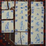 Fifteen Dutch Delft tiles, probably late 19th century,