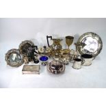 A quantity of electroplated wares, including four piece tea/coffee service and other tea wares,
