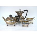 A heavy quality four piece tea service, Walker & Hall, Sheffield 1928 (hot water jug),