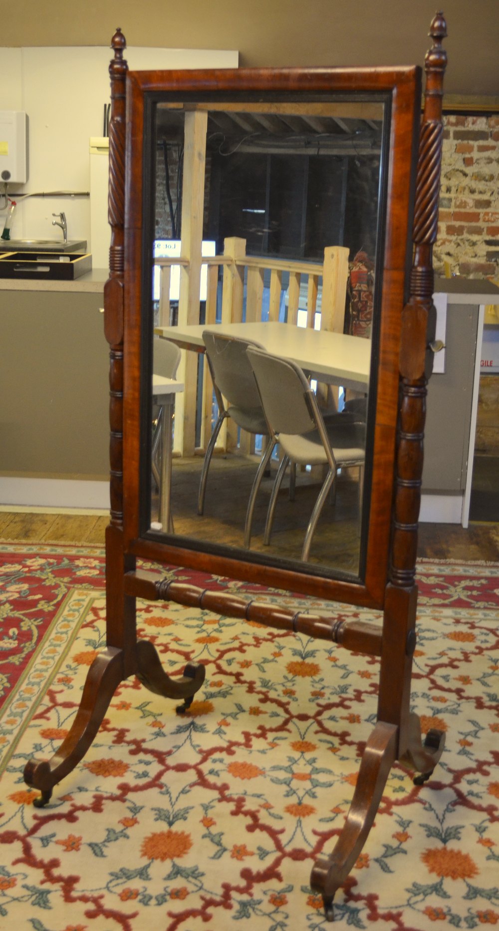 A Victorian mahogany framed cheval mirror,