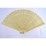 A 19-stick Cantonese ivory fan, each stick,