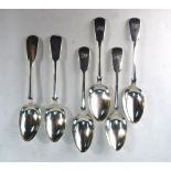 Four early Victorian silver fiddle pattern table spoons, Charles Boyton I, London 1844,