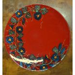 Anita Harris Studio - circular charger, red ground,