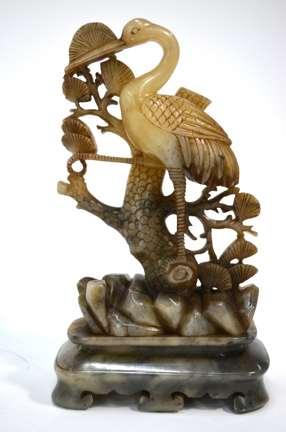 Three pieces of Chinese soapstone, comprising: a standing figure of a Fisherman, - Image 3 of 8