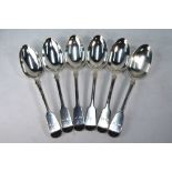 A set of six early Victorian fiddle pattern table spoons, William Robert Smily, London 1844, 15.