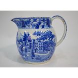 An early 19th century pearlware blue and white jug,