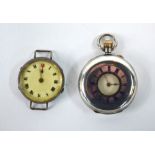 A Victorian lady's silver half-hunter fob watch London 1886,