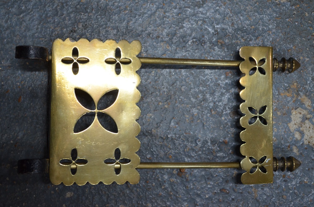 Various 19th century brass and iron grate-mounted hearth trivets (box) - Image 3 of 4