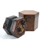 A Victorian rosewood hexagonal concertina by Lachanel & Co.