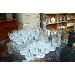 A suite of Waterford Crystal 'Lismore' drinking glasses, comprising: six red wine, six white wine,