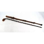 Two Irish rustic walking sticks