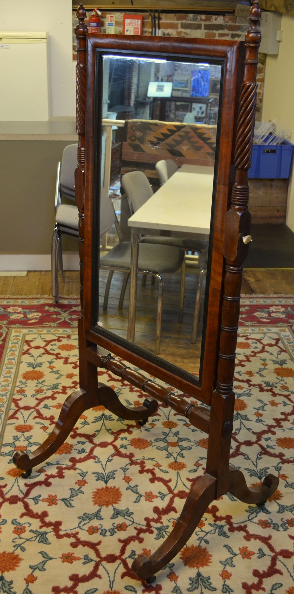 A Victorian mahogany framed cheval mirror, - Image 2 of 7