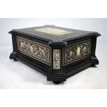 A 19th century Italian bone inlaid ebonised casket,