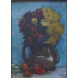 Porret - Still life study with flowers in a jug, oil on board, signed lower right,