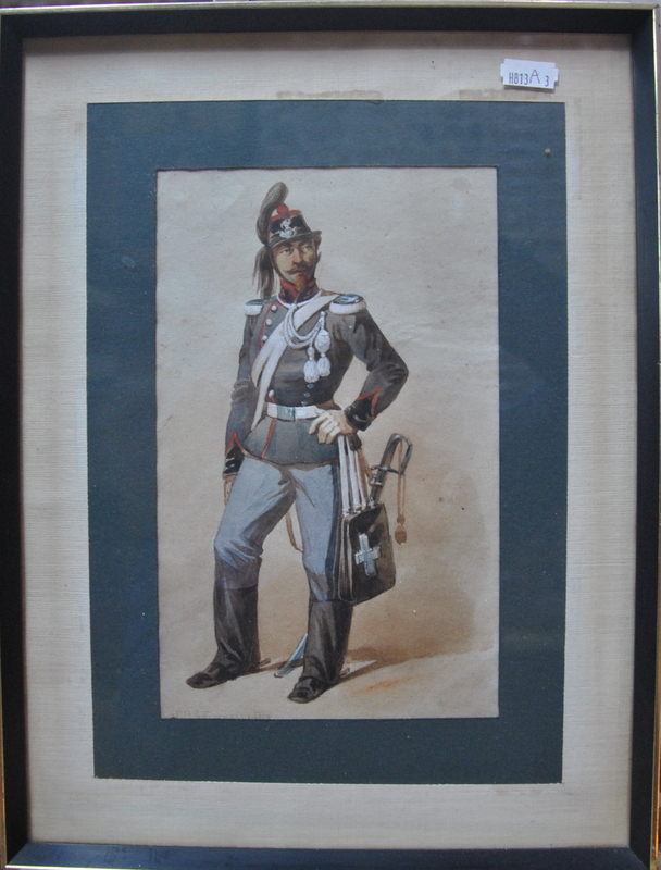 Count Stanislao Grimaldi del Poggetto (1825-1903) - Italian military costume study, watercolour, - Image 2 of 3