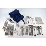 Asprey:- An extensive set of thread pattern silver flatware for twelve settings,