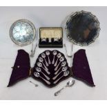 A Victorian cased set of twelve silver teaspoons with foliate-chased stems, Martin, Hall & Co,