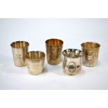 A German gilt beaker with floral engraved decoration, .