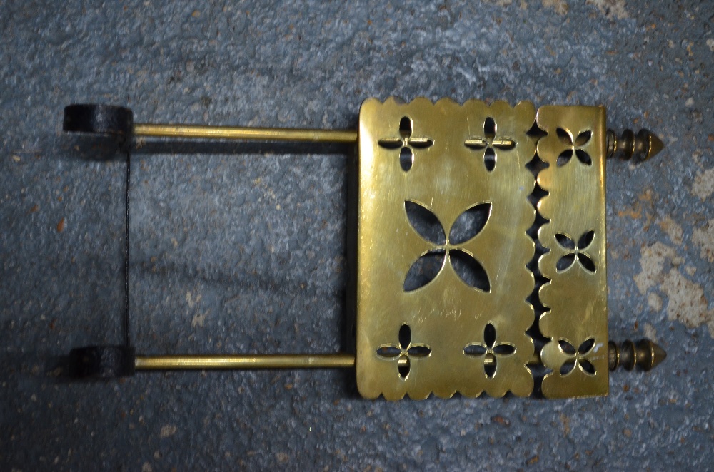 Various 19th century brass and iron grate-mounted hearth trivets (box) - Image 4 of 4