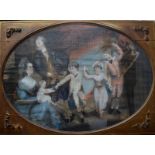 Manner of Reynolds or Gainsborough - Oval portrait of a family group, pastel,