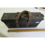 WWI (?) Leather bound metal cartridge case.