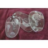 Three etched glass panels 'Ballooning' design.