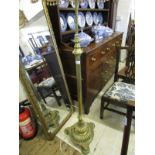 Victorian standard lamp, cast base to fluted and twisted extendable column.