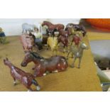 Britains Ltd, and other makes, lead horses and a blacksmith.