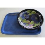 Moorcroft Anemone dish, 21.5 cm dia; Moorcroft pastel blue tray; plant trough and vase. (4)