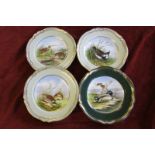 Spode game birds hand painted plaques, various artists. (4)