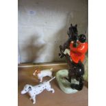 Beswick 'Huntsman Rearing' red coat; Beswick matt Dalmatian dog; Beswick Jack Russell.