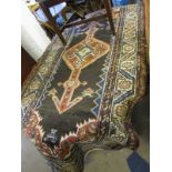 Shiraz rug, lozenge medallion with borders. 42" x 82"