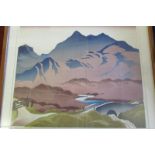 Ian Cheyne 1895-1955, Glasgow school, 'Glen Sligachan' woodcut print, signed and titled in pencil.