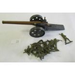 Lead gun cannon with telescopic sights. (FT.4.10.15) Reg Mar RD 388707; flat lead soldiers (10)