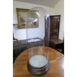 Victorian glass dome, 35” tall x 15” diameter, wood plinth with lighting.