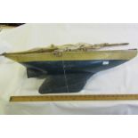 Scratch built wood pond yacht c.1935. 29” long.