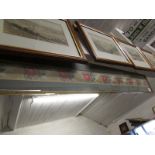 Mid 19th Century Coventry ribbon, rose pattern, framed and glazed