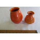 Pilkington's Royal Lancastrian Orange 'uranium oxide' glazed vases (2).