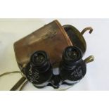 Pair of 1941 leather cased binoculars RL Binoprism No.5 Mk III x7; case Mk1 0.5997.