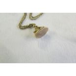 9ct gold fob seal with chain.