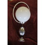 1930's chrome and white globe light fitting with extendable cord (sold as not working)