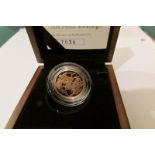 2008 gold proof sovereign, cased and boxed, No. 7030.