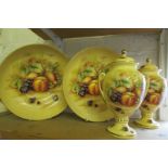 Aynsley 'Orchard Gold' pair of bowls and pair of lidded urns.